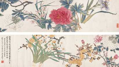 林福昌 1880年作 花卉 手卷